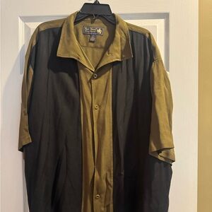 VTG Nat Nast Two Tone Silk Short Sleeve Camp Shirt XXL